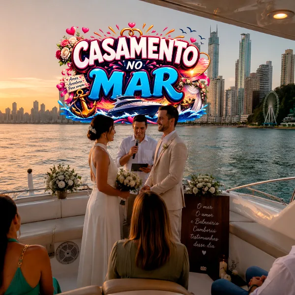 Casamento no mar a bordo de lancha com a Thiago Lanchas